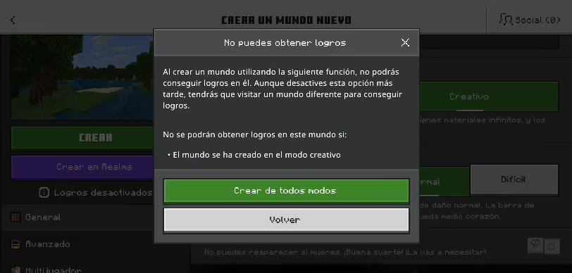 Aviso No puedes obtener logros