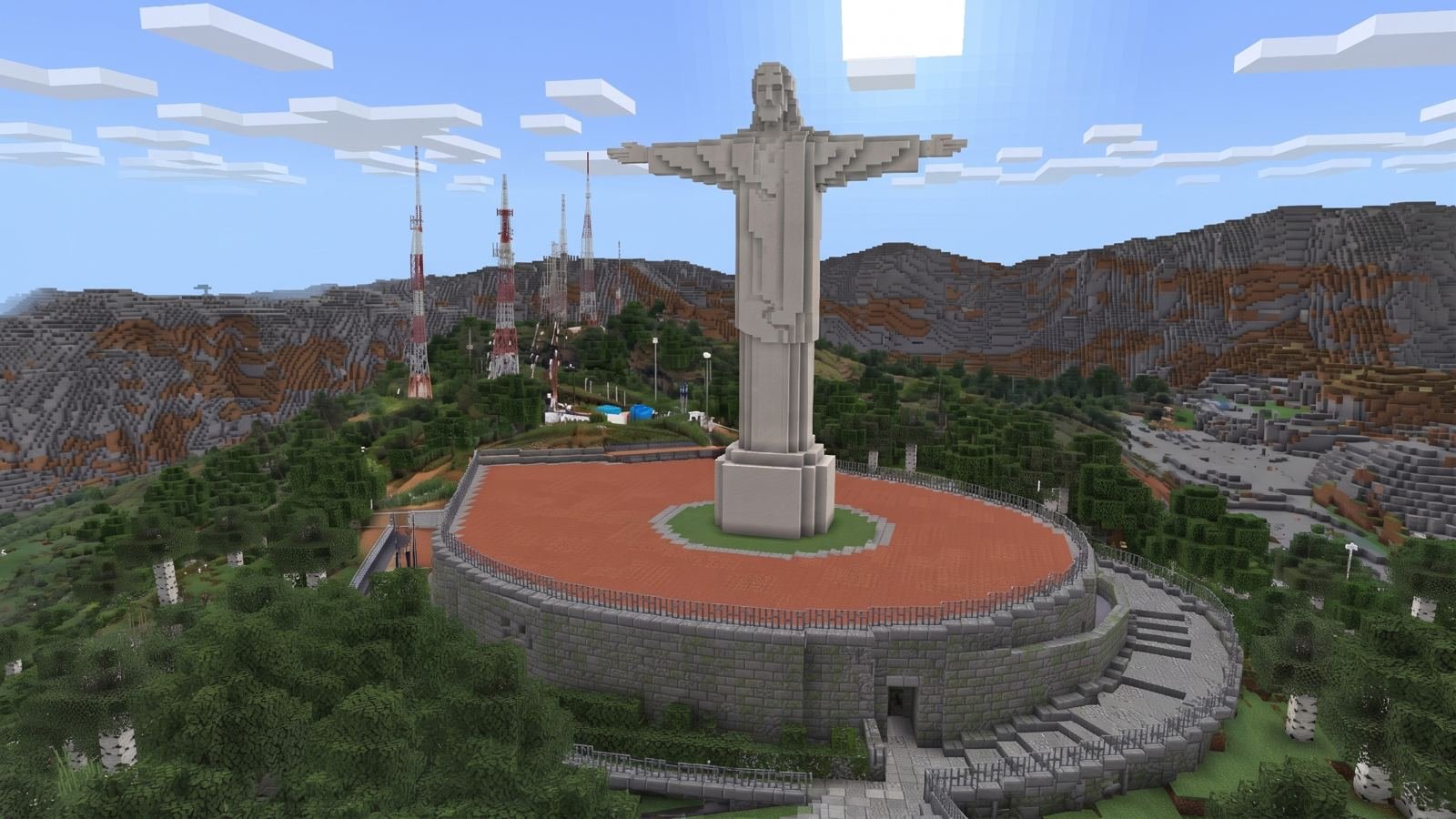 Cristo Rey de Cali construido en Minecraft