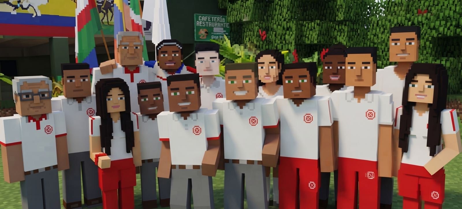 Docentes del INEM Jorge Isaacs en versión Minecraft